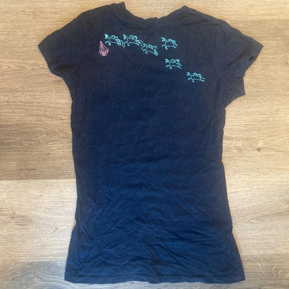 Black Vintage Emo Volcom Unicorn Skate Tee Juniors M - Picture 2 of 3